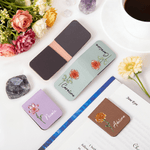 Personalised Crystal Birth Flower Magnetic PU Leather Bookmark Clip with Name Reading Birthday Gift for Book Lovers Bookworms