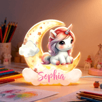 Personalized Fantasy Unicorn Dreamy Moon Clouds Acrylic LED Night Light with Name Nursery Decor Birthday Baby Shower Gift for Girls