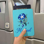Personalized Birth Flower Birthstone PU Leather Passport Holder Luggage Tag with Name Birthday Gift for Women Friends