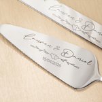Couteau et Spatule à Gâteau Personnalisés Gravés avec Noms et Date Cadeau Mariage Bridal Shower pour les Nouveaux Mariés