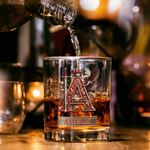 Personalized Eagle Crown Initial 10 oz Old Rock Whiskey Glass with Name Father's Day Birthday Gift for Men