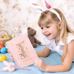 Personalized Watercolor Style Rabbit Flower Name A5 Spiral Notebook and Pom Puff Pen Set with Lined Pages Easter Gift for Boys Girls