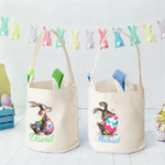 Personalized Cute Easter Bunny Egg Bunny Ears Basket with Name Easter Eggs Hunting Party Favors Gift for Boys Girls