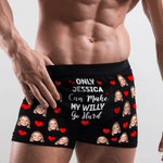 Personliga flerfärgade roliga foton bekväma boxershorts herrkalsonger med namn Alla hjärtans dag present till pojkvän make