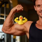 Personalized 3D Printed Funny Muscle Arm Duck with Name Desk Decor Birthday Gift for Friends Gym Rat