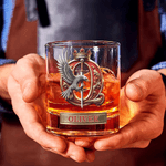 Personalized Eagle Crown Initial 10 oz Old Rock Whiskey Glass with Name Father's Day Birthday Gift for Men