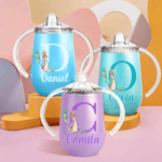Personalisierte Osterhase 10 oz isoliert Sippy Cup mit Namen und Initialen Dual Handle Baby Dusche Geburtstag Ostern Tag Geschenk für Kleinkinder Kinder
