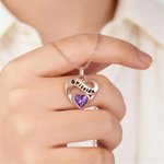 Personalized Infinity Sign Heart Birthstone Necklace Dainty Jewelry Valentine's Day Anniversary Gift for Mothers Women Wives Girlfriends