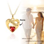 Personalized Infinity Sign Heart Birthstone Necklace Dainty Jewelry Valentine's Day Anniversary Gift for Mothers Women Wives Girlfriends
