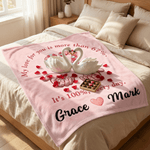 Personalized Six Seven Heart Pink Soft Throw Blanket with Name Daily Use Valentine's Day Anniversary Gift for Couple