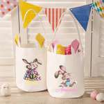 Personalized Cute Easter Bunny Egg Bunny Ears Basket with Name Easter Eggs Hunting Party Favors Gift for Boys Girls