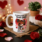 Personalised Black Couple Heart Ceramic Coffee Mug with Name Daily Use Valentine's Day Wedding Gift for Couple