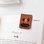 Personalised Cute Cartoon Black Girl PU Leather Magnetic Bookmark Clip with Name Back-To-School Birthday Gift for Girls