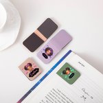 Personalised Cute Cartoon Black Girl PU Leather Magnetic Bookmark Clip with Name Back-To-School Birthday Gift for Girls
