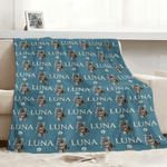 Personalised Multicolour Cute Paw Pet Photo Soft Throw Blanket with Name Home Decor Birthday Gift for Pet Owners Lovers