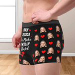 Personliga flerfärgade roliga foton bekväma boxershorts herrkalsonger med namn Alla hjärtans dag present till pojkvän make