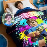 Personalized Neon Game Theme 3D Cube Style Photo Splatter Paint Soft Throw Blanket with Name Gaming Room Decor Birthday Gift for Gamer Kid