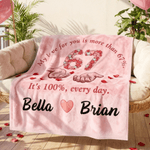 Personalized Six Seven Heart Pink Soft Throw Blanket with Name Daily Use Valentine's Day Anniversary Gift for Couple