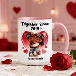Personalised Black Couple Heart Ceramic Coffee Mug with Name Daily Use Valentine's Day Wedding Gift for Couple