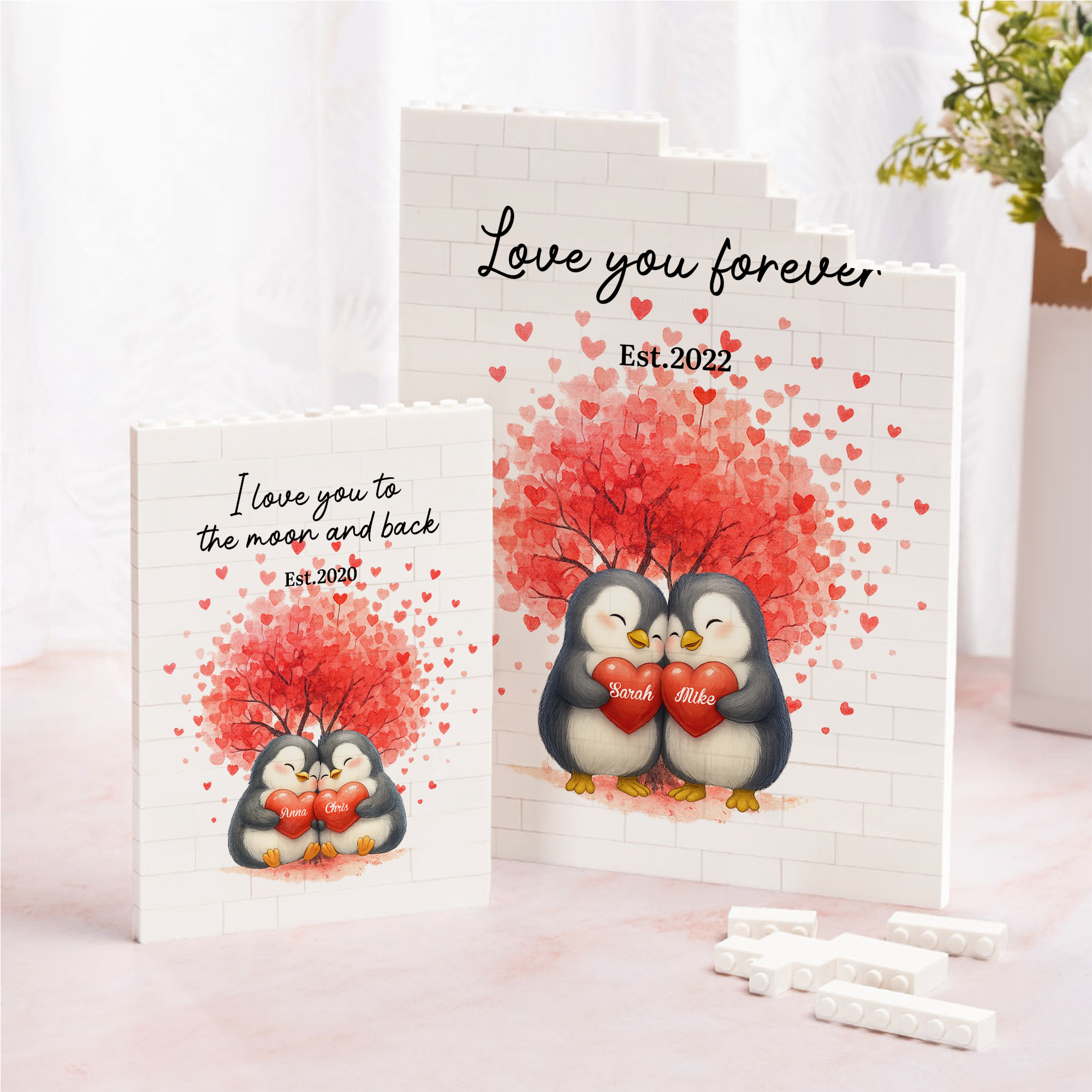 Puzzles de construction en ABS avec noms et dates Décoration de chambre Anniversaire Saint-Valentin Cadeau de couple