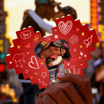 Personalized Heart Cartoon Black Character ABS Stand Building Brick Puzzles with Name Room Decor Anniversary Valentine's Day Gift for Black Couple