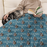 Personalised Multicolour Cute Paw Pet Photo Soft Throw Blanket with Name Home Decor Birthday Gift for Pet Owners Lovers