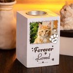 Personalised Paw Print Pet Photo Wooden Candle Holder with Name and Text Pet Loss Memorial Sympathy Gift for Pet Owner