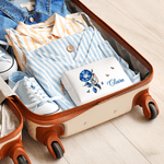 Personlig mångfärgad ädelsten Födelseblomma PU läder sminkväska med namn och dragkedja Resväskor Födelsedagspresent för kvinnor