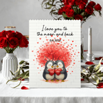 Personalized Hearts Cartoon Penguins ABS Building Brick Puzzles with Names and Date Room Decor Birthday Valentine's Day Anniversary Gift for Couple