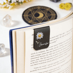 Personalised Crystal Birth Flower Magnetic PU Leather Bookmark Clip with Name Reading Birthday Gift for Book Lovers Bookworms
