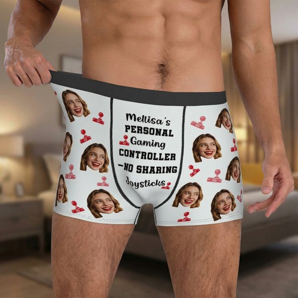 Personalized Face Photo Brief Boxer with Name Men's Underwear Valentine's Day Anniversary Birthday Gift for Husband Boyfriend