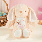 Personalized Cute Rabbit Plush Easter Bunny Stuffed Toy with Initial Name and Birth Flower Easter Gift for Newborns Kids