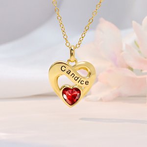 Personalised Infinity Sign Heart Birthstone Necklace Dainty Jewellery Valentine's Day Anniversary Gift for Mothers Women Wives Girlfriends