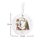 Personalisierter Rentier Weihnachtsbaum Keramik-Anhänger Weihnachtsschmuck mit Initiale Namen und Jahr Baumschmuck Geschenk für Familie Freunde