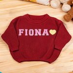 Personalisierte Multicolor Herz Name Chenille Patches gestrickt Pullover Geburtstag Baby Dusche Ostern Geschenk Baby Kleinkind Kind