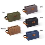 Trousse de Toilette en Toile Personnalisée avec Nom Sac Grande Capacité Multi-Compartiments Cadeau Fête des Pères pour Homme