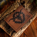 Personalized Western Cow Skull Geometric Pattern PU Leather Wallet Keychain with Letter Portable Accessories Travel Birthday Gift for Family Friends