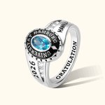 Personalisierter Geburtsstein Graduation Ring mit Eingravierten Namen und Text Graduierung Geschenk für 2026 Absolventen