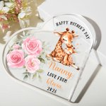 Personalized Happy 1st Mother's Day Cute Animal Heart-shape Acrylic Plaque with Name Desk Decor Mother's Day Birthday Gift for Mom