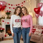 Personalized Cupid Heart Alphabet T-shirt Sweatshirt with Name Valentine's Day Gift for Couple Kids
