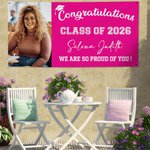 Personalized Congratulations Proud of You Multicolor Photo Banner with Name Class of 2026 Graduation Backdrop Party Decor Gift for Graduates
