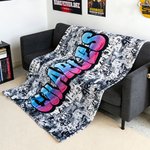 Personalized Graffiti-Style Multicolor Soft Throw Blanket with Name Home Decor Birthday Christmas Gift for Teenager Friend Graffiti Lover