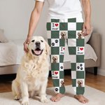 Personalisierte Karomuster Schlafhose mit 1–4 Haustierfotos Namen und Pfotenabdruck Geburtstag Geschenk für Tierliebhaber Haustierbesitzer