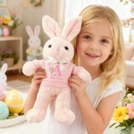 Personalised T-shirt Bow Bunny Plush Easter Bunny Stuffed Toy with Initial and Name Easter Gift for Newborns Kids