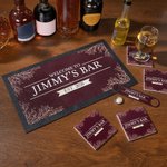 Personalisierte Retro-Blätter Bar Matte Untersetzer Flaschenöffner mit Text und Jahr Home Bar Zubehör Eröffnung Geburtstag Geschenk für Barkeeper Cocktail-Liebhaber