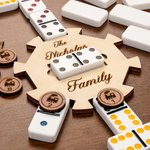 Custom Wooden Mexican Train Domino Hub & Holder - Engraved Basswood Set 11 or 15 Holder, Gift for Family