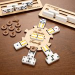 Custom Wooden Mexican Train Domino Hub & Holder - Engraved Basswood Set 11 or 15 Holder, Gift for Family