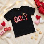 Personalized Cupid Heart Alphabet T-shirt Sweatshirt with Name Valentine's Day Gift for Couple Kids