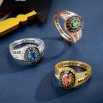 Personalisierter Geburtsstein Graduation Ring mit Eingravierten Namen und Text Graduierung Geschenk für 2026 Absolventen