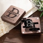 Personalisiertes Graviertes Krawattenklammer und Manschettenknöpfe Set Nussbaum Aufbewahrungsbox Hochzeit Geburtstag Geschenk für Trauzeuge Bräutigam